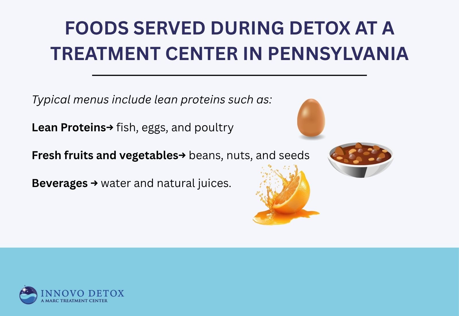 Foods served during detox at a treatment center in Pennsylvania
