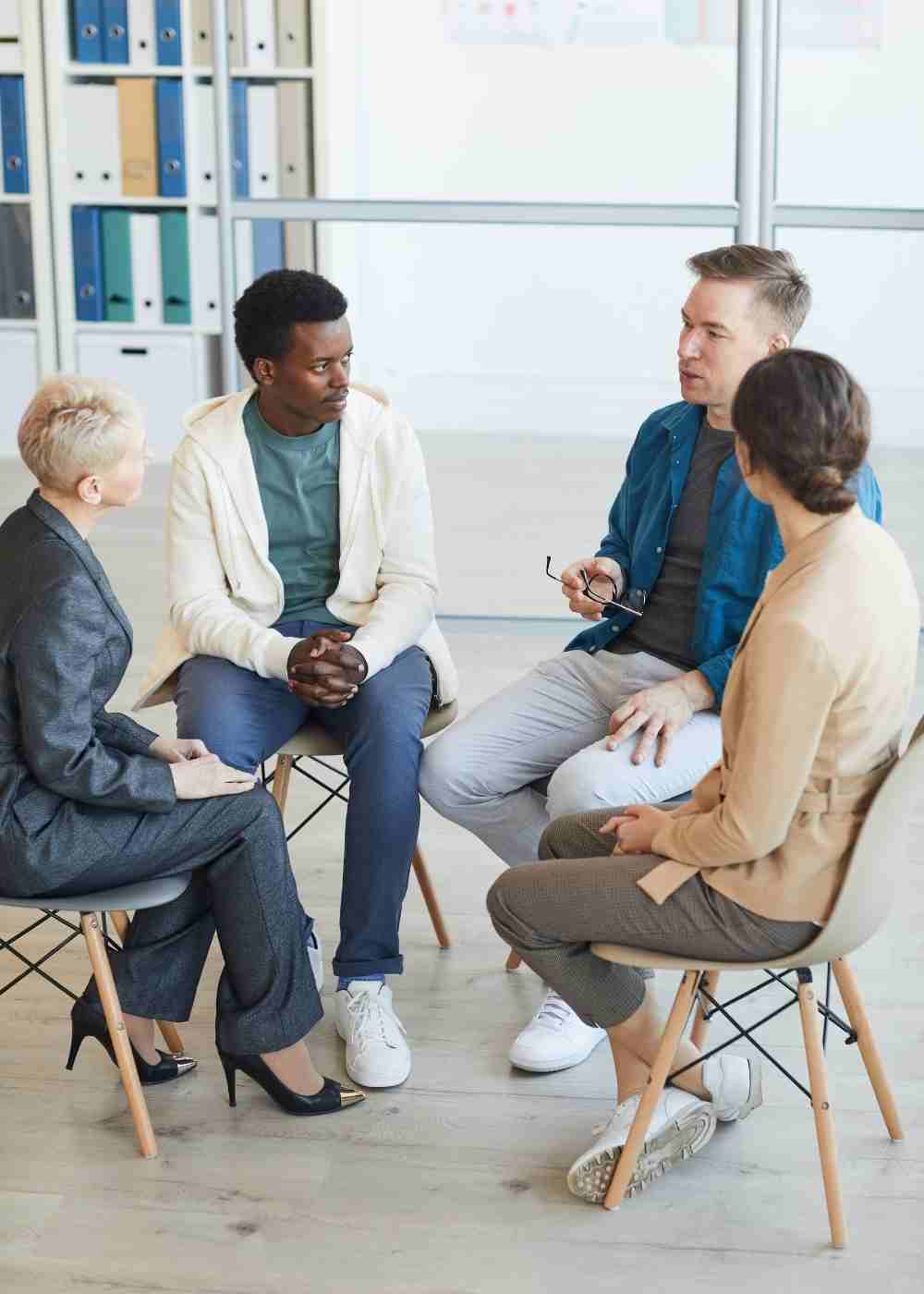 anxiety-disorders-treatment-pennsylvania-group-counseling Group therapy session for anxiety disorders treatment in Pennsylvania led by a mental health professional.