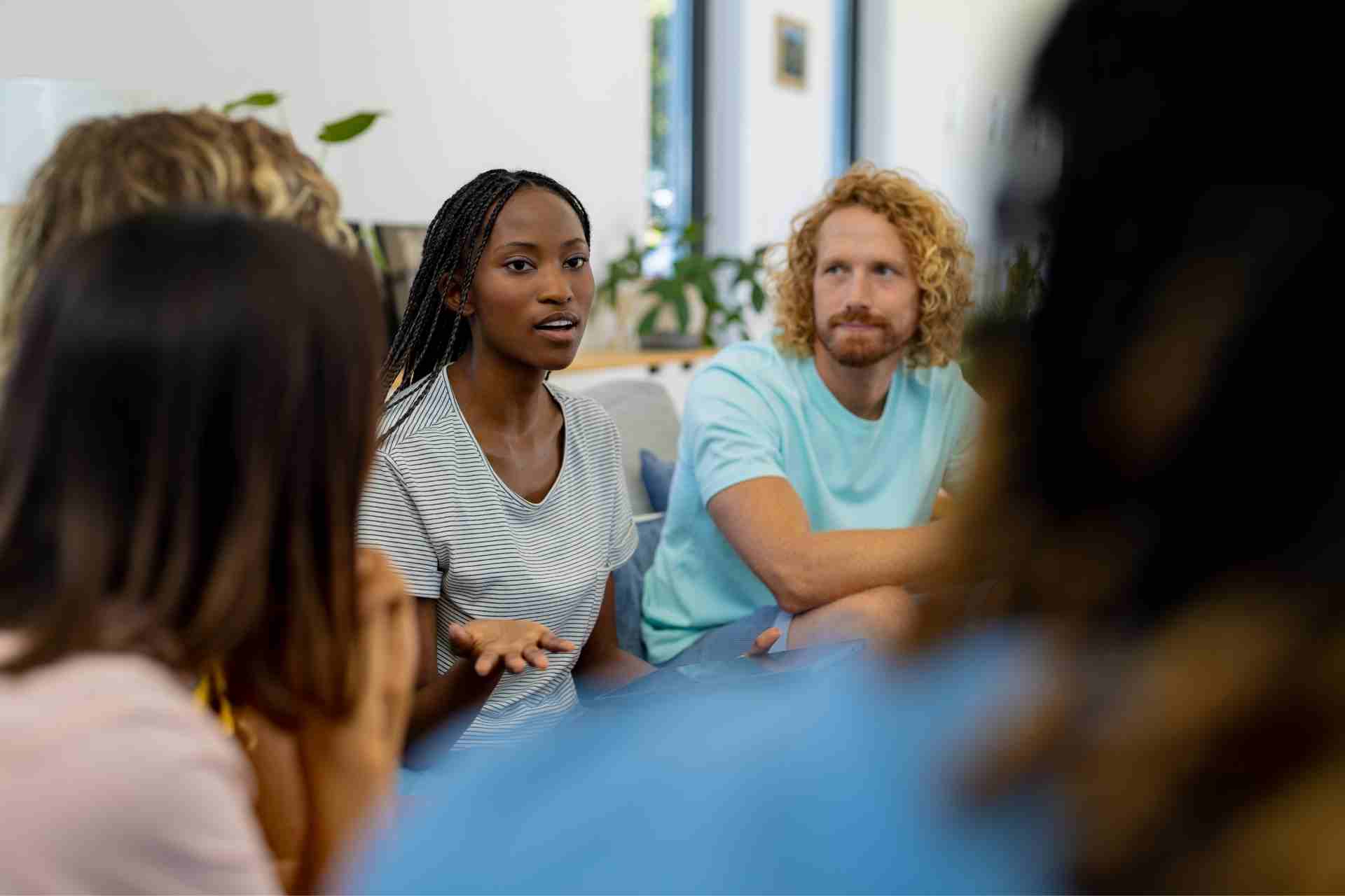 participant-sharing-trauma-informed-group-therapy-pennsylvania Participant sharing experiences during trauma-informed group therapy in Pennsylvania